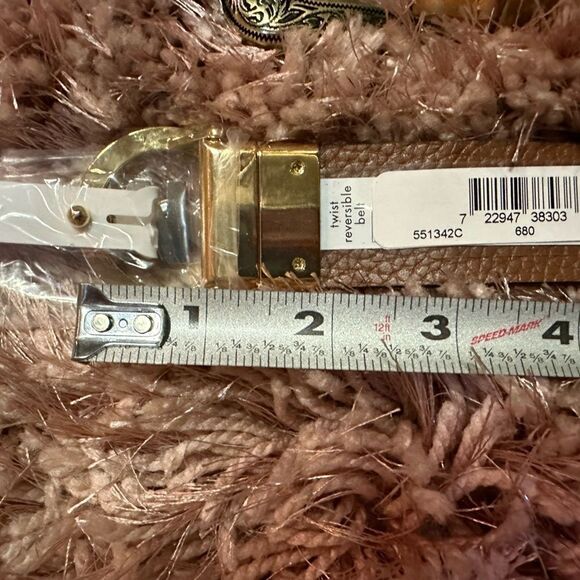 Michael Kors Logo Twist Pink MK/Brown Reversible Belt - Picture 12 of 16